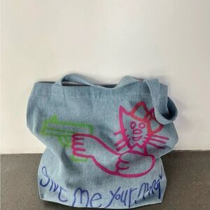 Blue Graphic Tote Bag